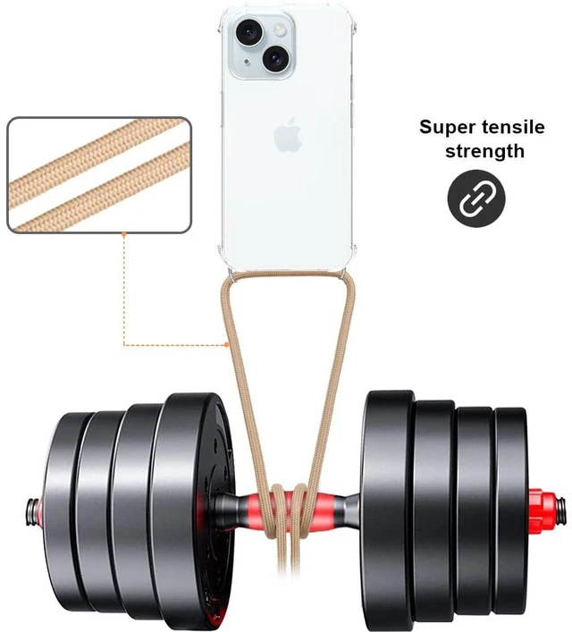 Alt view image 2 of 6 - Strap Case for iPhone 15 Crossbody Cover for Women Crystal Clear Soft TPU Shockproof Anti-Yellowing Anti-Scratch Protective Cell Phone Case with Adjustable Lanyard for iPhone 15 - Beige