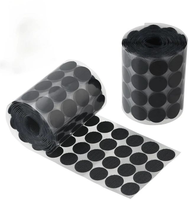 Main image of Self Adhesive Dots, 200Pcs(100 Pair Sets) 1 Inch Diameter Strong Self Adhesive Dots Nylon Sticky Back Coins Hook Loop Strips, Small Circle Dots Stickers Tapes, Black