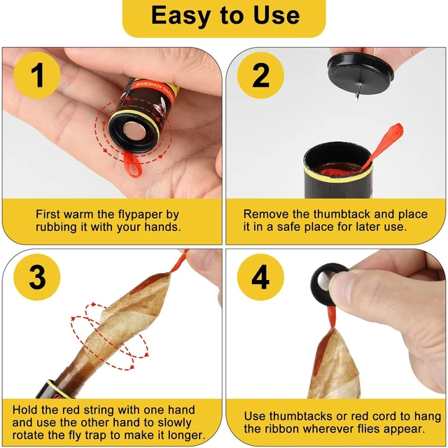 Alt view image 4 of 7 - 30 Rolls Fly Strips Traps for Home, Sticky Strips, Fly Paper Tape Catcher Ribbon for Gnat Fungus Fruit Flies