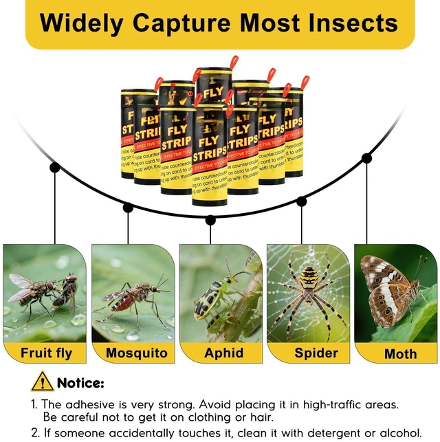 Alt view image 5 of 7 - 30 Rolls Fly Strips Traps for Home, Sticky Strips, Fly Paper Tape Catcher Ribbon for Gnat Fungus Fruit Flies
