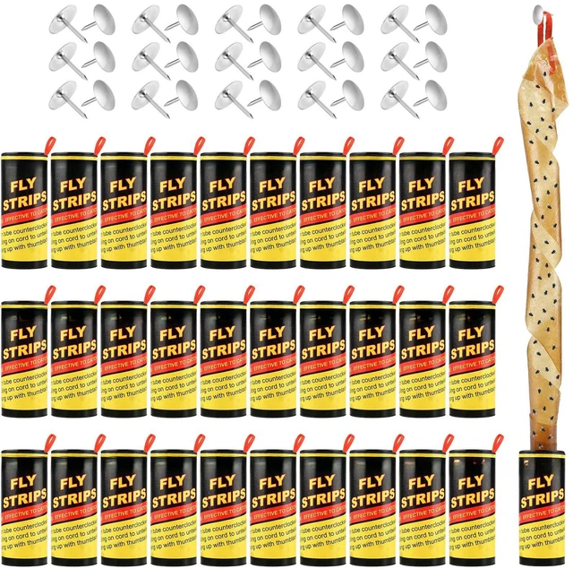 Main image of 30 Rolls Fly Strips Traps for Home, Sticky Strips, Fly Paper Tape Catcher Ribbon for Gnat Fungus Fruit Flies