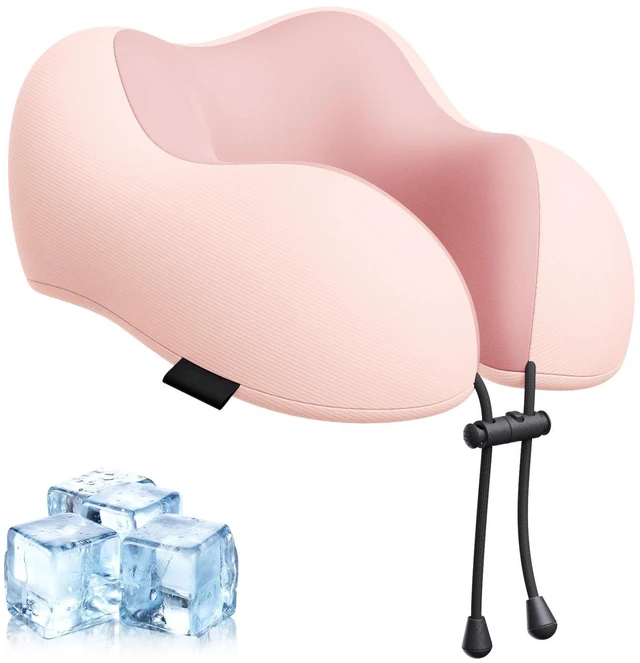 Main image of Travel Pillow for Airplane Memory Foam Neck Pillow, Soft & Support Travel Pillow for Travelling, Sleeping Rest, Car, Train and Home Use (Pink)