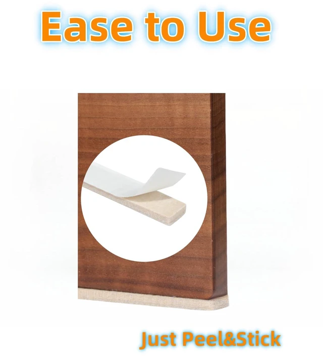 Alt view image 2 of 7 - Felt Strips with Adhesive Backing for Furniture - Felt Furniture Pads for Hardwood Floors, Furniture Chair Feet Felt Pads, Furniture Floor Protector Sliders 30 Pcs 3 x 1/2" Rectangular Beige