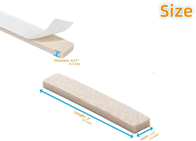 Alt view image 3 of 7 - Felt Strips with Adhesive Backing for Furniture - Felt Furniture Pads for Hardwood Floors, Furniture Chair Feet Felt Pads, Furniture Floor Protector Sliders 30 Pcs 3 x 1/2" Rectangular Beige