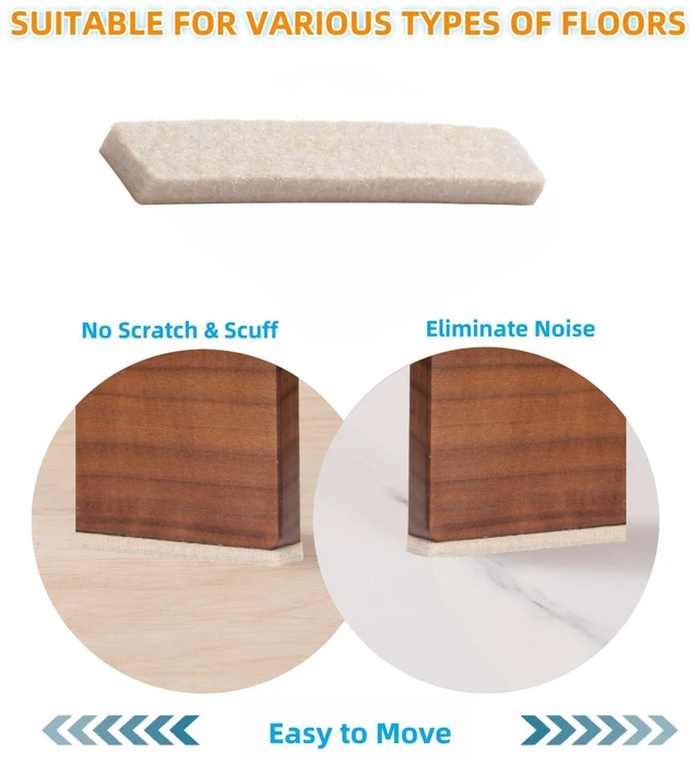 Alt view image 5 of 7 - Felt Strips with Adhesive Backing for Furniture - Felt Furniture Pads for Hardwood Floors, Furniture Chair Feet Felt Pads, Furniture Floor Protector Sliders 30 Pcs 3 x 1/2" Rectangular Beige