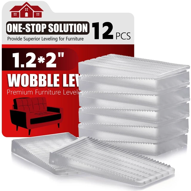Main image of Flexible Plastic Shims 12pcs Kit Size Variety | Clear Leveling Kit for Home Improvement | Furniture Leg Stabilizers | Table & Toilet Shims - Trim-to-Fit Wedges | Stackable Design | Furniture Levelers