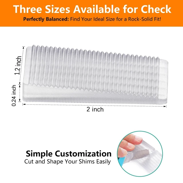 Alt view image 5 of 7 - Flexible Plastic Shims 12pcs Kit Size Variety | Clear Leveling Kit for Home Improvement | Furniture Leg Stabilizers | Table & Toilet Shims - Trim-to-Fit Wedges | Stackable Design | Furniture Levelers