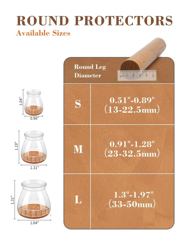 Alt view image 4 of 7 - 24 Pcs Chair Leg Floor Protectors for Hardwood Floors | Silicone Chair Feet Covers with Felt Pads, Anti-Scratch & Noise-Reducing Furniture Sliders, Fit Round Legs(1.3" to 1.97")