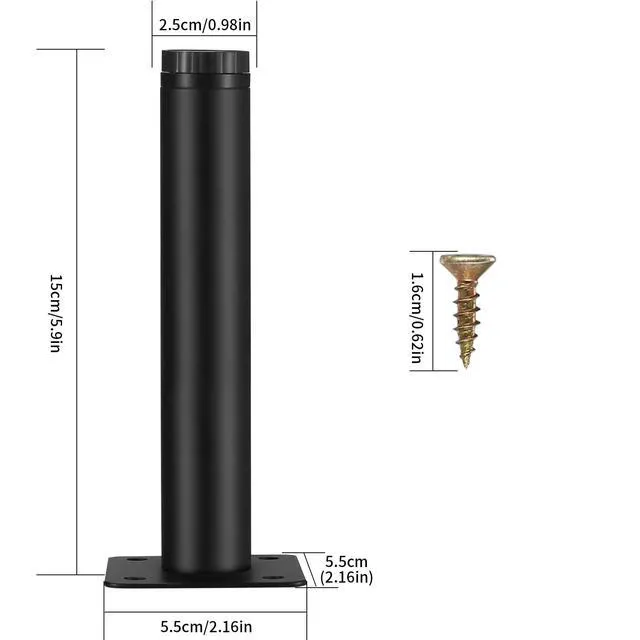 Alt view image 2 of 7 - 4 Pcs Furniture Legs, Metal Cabinet Legs, 6 inches/15 cm Adjustable Furniture Support Feet for Kitchen Shelves Sofa Table Chair Desk Cupboard Furniture Adjustable Legs Feet Foot