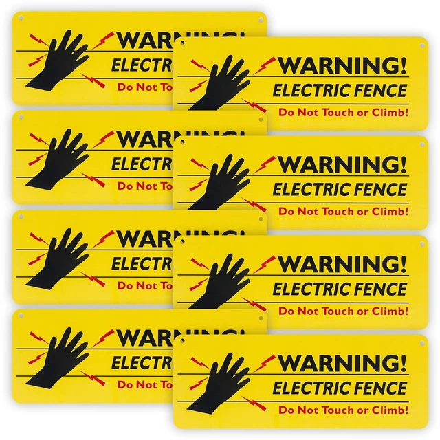 Main image of 8-Pack Warning Electric Fence Safe Sign, 10"x 3.5" Plastic Sign