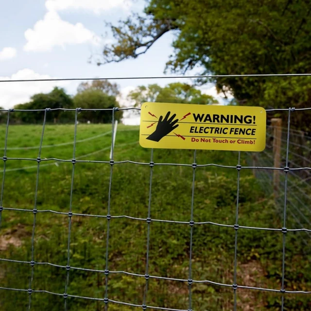 Alt view image 4 of 4 - 8-Pack Warning Electric Fence Safe Sign, 10"x 3.5" Plastic Sign