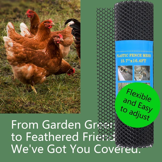 Alt view image 5 of 7 - Pet Proof Barrier Net, Black Plastic Chicken Wire Mesh Fencing 15.7IN x 6.56FT, Balcony Cat Safety Net & Garden Snake Barrier, Heavy Duty Protection for Chicken Coops, Rabbit Hutches, Dog Kennels