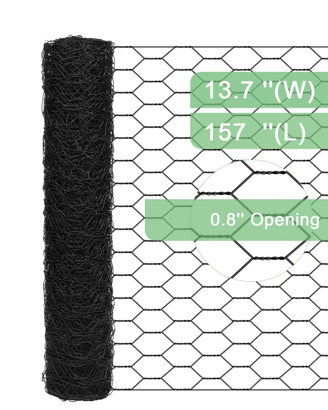 Alt view image 2 of 7 - Garden Poultry Black Chicken Wire - 13.7 '' × 157 '' Chicken Wire for Crafts, Garden Fence Animal Barrier, 0.8 inch Mesh Poultry Netting Fence, Pet/Rabbit/Chicken Wire Fencing