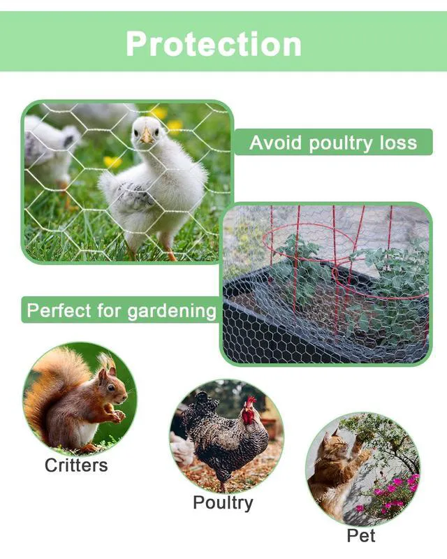 Alt view image 5 of 7 - Garden Poultry Black Chicken Wire - 13.7 '' × 157 '' Chicken Wire for Crafts, Garden Fence Animal Barrier, 0.8 inch Mesh Poultry Netting Fence, Pet/Rabbit/Chicken Wire Fencing