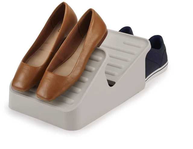 Main image of Shoe-in 2-Tier Space Saving Shoe Rack Organizer, Holds up to 3 Pairs, Small- Ecru