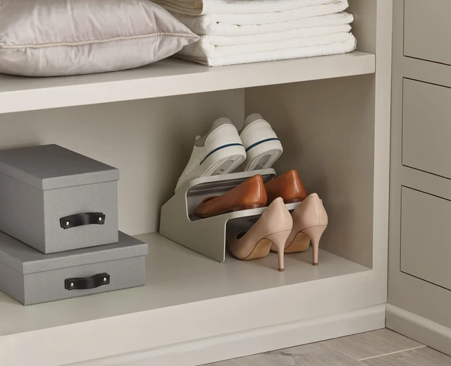 Alt view image 2 of 3 - Shoe-in 2-Tier Space Saving Shoe Rack Organizer, Holds up to 3 Pairs, Small- Ecru