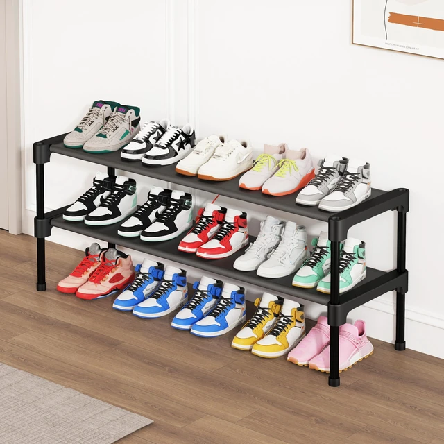 Main image of Long Shoe Rack-Shoe Organizer 2 Tier Shoe Rack for Closet Front Door Entryway Garage, Stackable Free Standing and Freely Combinable Shoe Storage, Space Saving Small Shoe Shelves.
