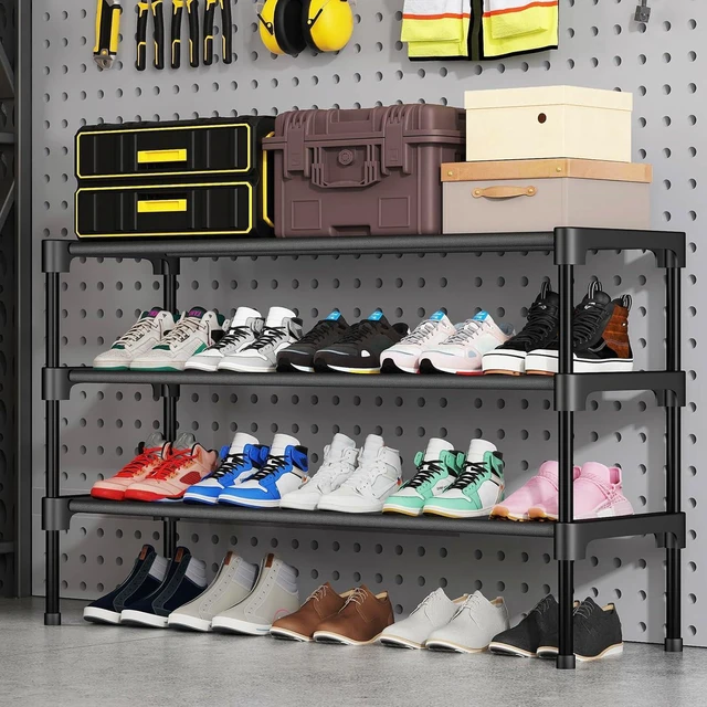 Alt view image 3 of 7 - Long Shoe Rack-Shoe Organizer 2 Tier Shoe Rack for Closet Front Door Entryway Garage, Stackable Free Standing and Freely Combinable Shoe Storage, Space Saving Small Shoe Shelves.