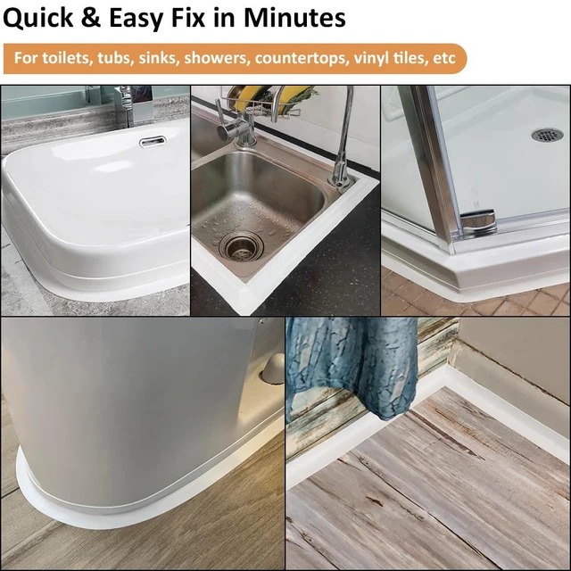 Alt view image 3 of 7 - White Caulk Tape Self Adhesive Waterproof, Bathroom Peel & Stick Caulking Strip Floor Tile Wallpaper Toilet Tub Shower Wall Trim, DIY Project Renter Friendly Decor, Quick & Easy to Install in Minutes