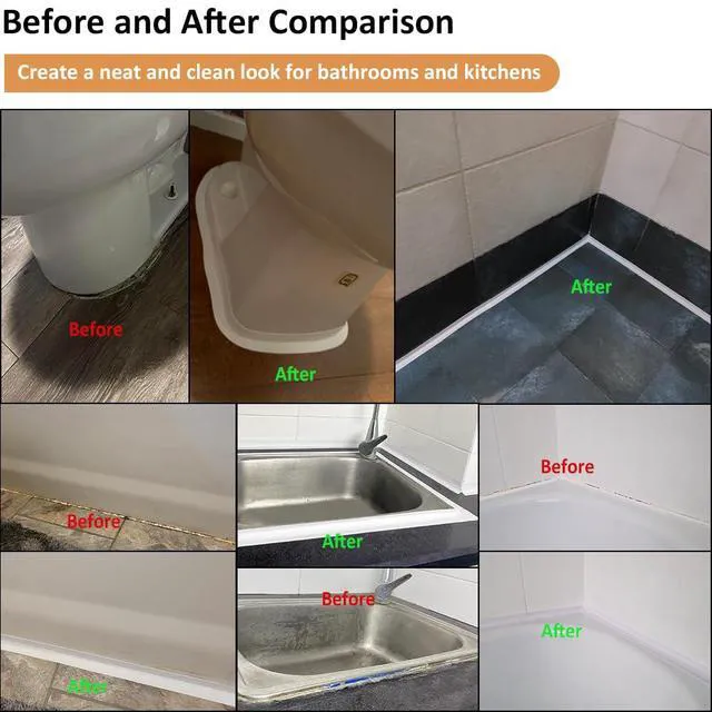Alt view image 6 of 7 - White Caulk Tape Self Adhesive Waterproof, Bathroom Peel & Stick Caulking Strip Floor Tile Wallpaper Toilet Tub Shower Wall Trim, DIY Project Renter Friendly Decor, Quick & Easy to Install in Minutes