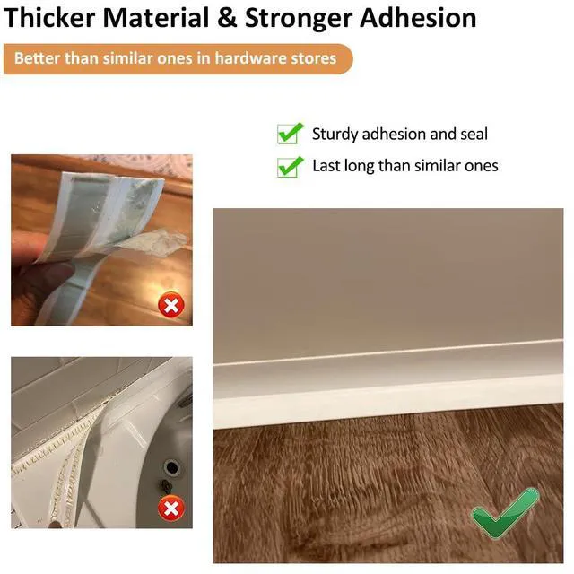 Alt view image 5 of 7 - White Caulk Tape Self Adhesive Waterproof, Bathroom Peel & Stick Caulking Strip Floor Tile Wallpaper Toilet Tub Shower Wall Trim, DIY Project Renter Friendly Decor, Quick & Easy to Install in Minutes