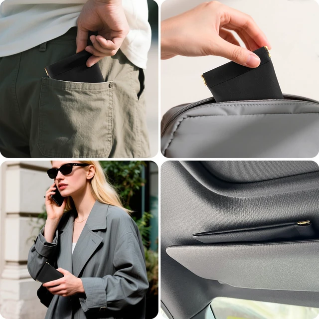 Alt view image 4 of 7 - 3 pack leather eyewear case PU soft sunglasses bag squeeze top portable lightweight eyewear case for men and women (Black)