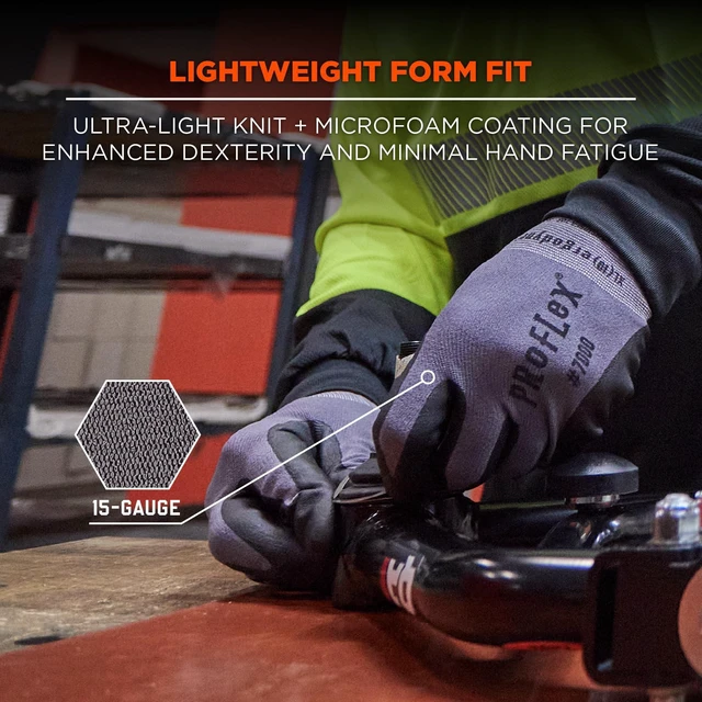 Alt view image 5 of 7 - ProFlex 7000 Nitrile Coated Work Gloves, Foam Nitrile Palms for Flexible No Slip Grip, Abrasion Resistant, 15g, Touchscreen Capable,Gray, Large