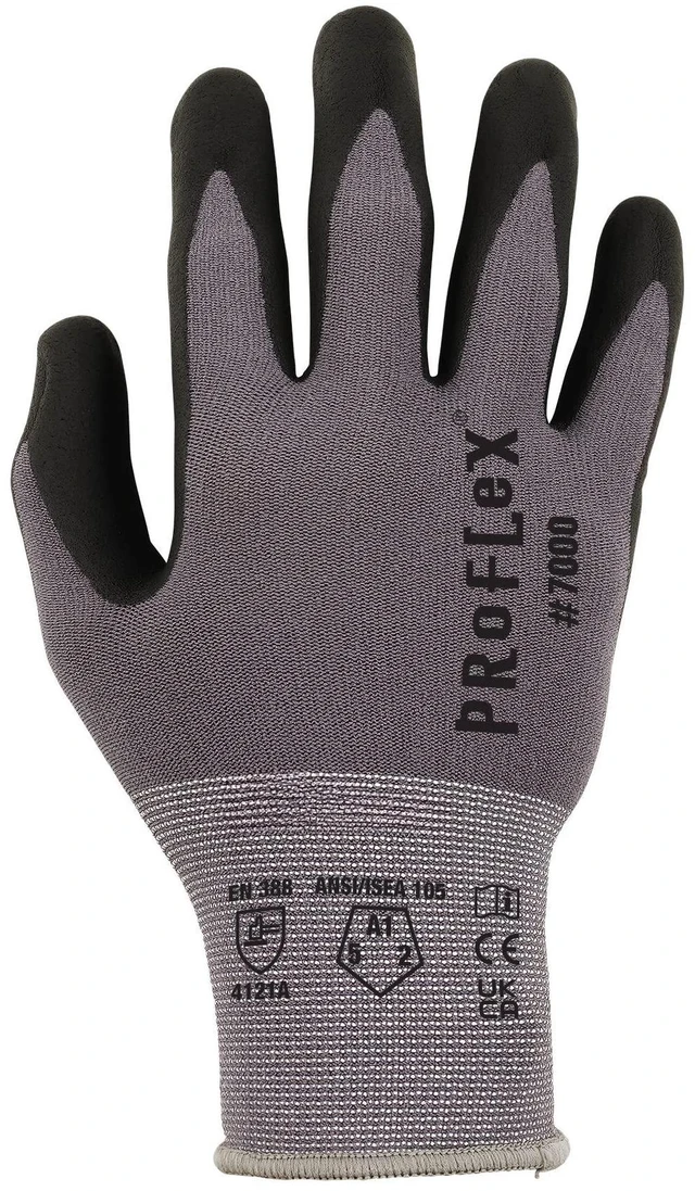 Alt view image 7 of 7 - ProFlex 7000 Nitrile Coated Work Gloves, Foam Nitrile Palms for Flexible No Slip Grip, Abrasion Resistant, 15g, Touchscreen Capable,Gray, Large