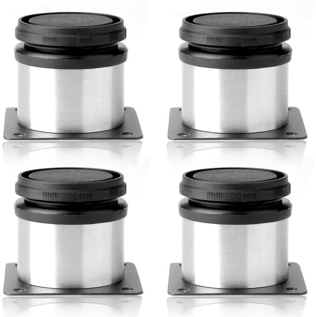 Main image of Pack of 4 Furniture Cabinet Adjustable Stainless Steel Round Kitchen FeetFurniture Leg for DIY Furniture, Sofa Table Cabinets Shelves 50 x 50mm