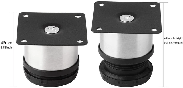 Alt view image 2 of 6 - Pack of 4 Furniture Cabinet Adjustable Stainless Steel Round Kitchen FeetFurniture Leg for DIY Furniture, Sofa Table Cabinets Shelves 50 x 50mm