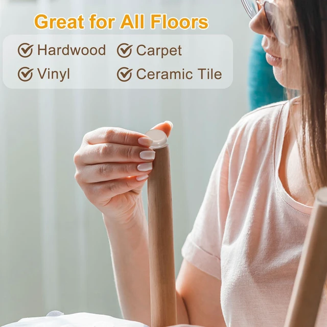 Alt view image 5 of 6 - Furniture Sliders, 16Pcs 1 1/2" - Plastic Self-Adhesive Round Sliding Pads, Chair Glides for Carpeted Tile Vinyl Hardwood Floors (Grey)