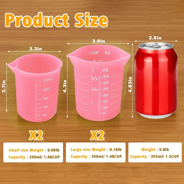 Alt view image 3 of 7 - Silicone Cups for Melting Chocolate, 4PCS Pink Silicone Measuring Cups with 1 Cup & 1.5 Cup Capacity, Reusable Baking Supplies for DIY Chocolate Molds, Melting Chocolate