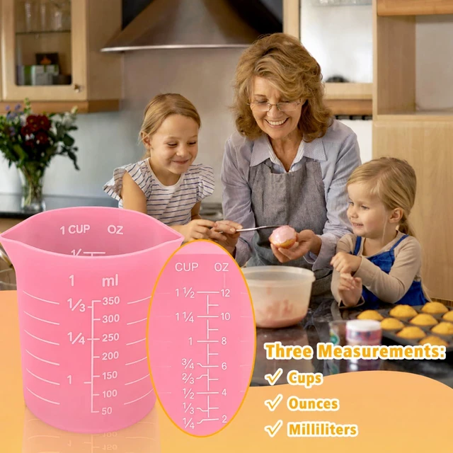 Alt view image 4 of 7 - Silicone Cups for Melting Chocolate, 4PCS Pink Silicone Measuring Cups with 1 Cup & 1.5 Cup Capacity, Reusable Baking Supplies for DIY Chocolate Molds, Melting Chocolate