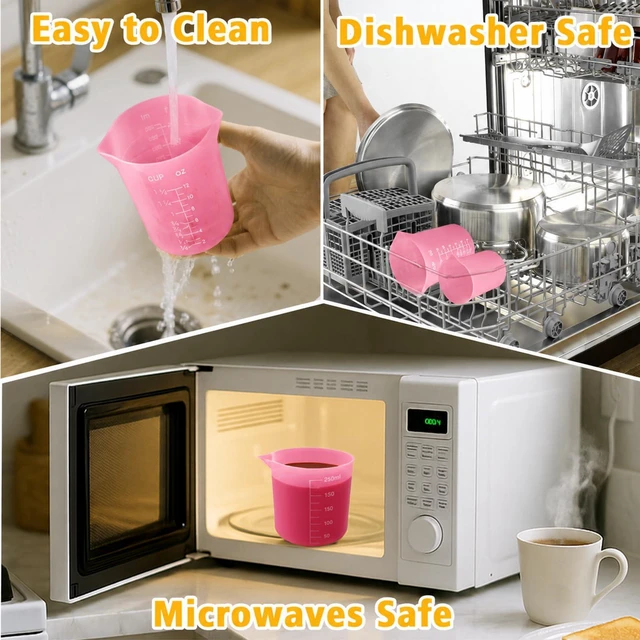 Alt view image 5 of 7 - Silicone Cups for Melting Chocolate, 4PCS Pink Silicone Measuring Cups with 1 Cup & 1.5 Cup Capacity, Reusable Baking Supplies for DIY Chocolate Molds, Melting Chocolate