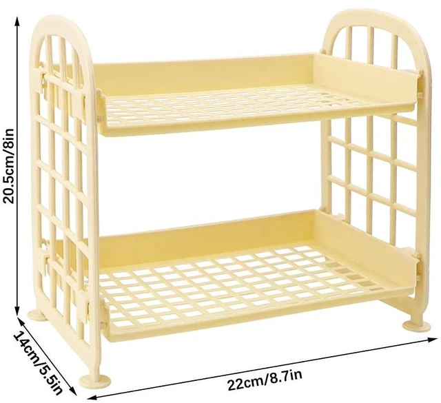 Alt view image 5 of 7 - Desktop Rack Cosmetic Stationery Storage Holder, 2-Tier Multifunctional Plastic Shelf Makeup Organizer for Skincare Office Kitchen Bedroom Bathroom Home (Lemon Yellow)