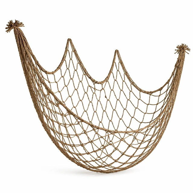 Main image of Fish Net Decorations for Party, 80x40 Inch Large Decorative Fish Netting Table Runner, Wall Photo Hanging Fishnet for Nautical Mermaid Pirate Hawaii Beach Under the Sea Party Decorations, Caramel