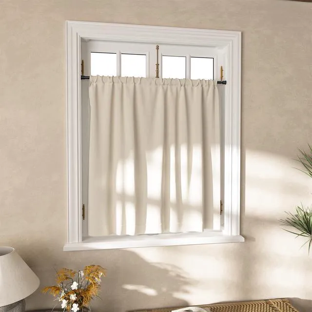 Alt view image 6 of 7 - Curtain Rods No Drilling 28-48" 1/2" Diameter Renter Friendly Black 1 Pack | Fits Windows, Kitchen, Closet & Doorways, Spring Tension Design, Non-Slip Two Ends, Rust Resistant, Tool-Free Setup