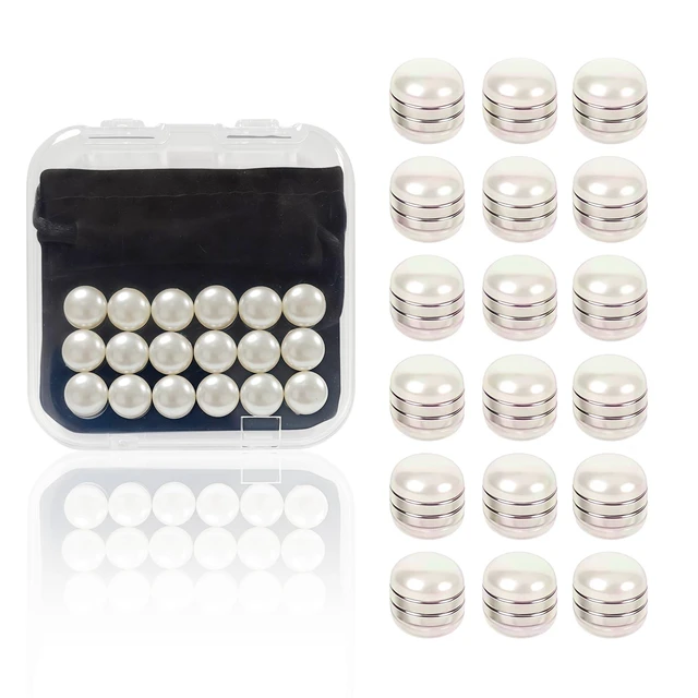 Alt view image 4 of 4 - Pearl Veil Weights, 18 Pairs Magnetic Bridal Weights for Outdoor Weddings, Invisible Double-Sided Veil Weights (Black bag)