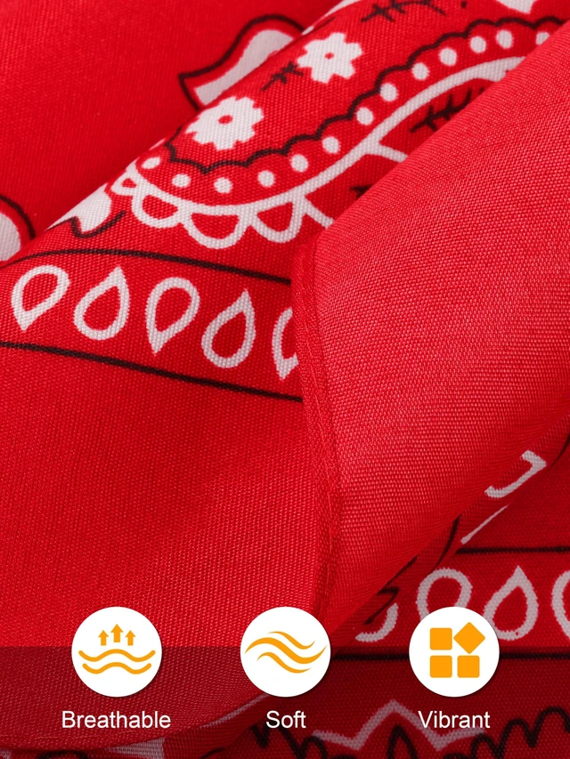 Alt view image 3 of 6 - 12 Pack Novelty Bandanas Paisley Print Cowboy Bandana Handkerchiefs, Assorted Colors