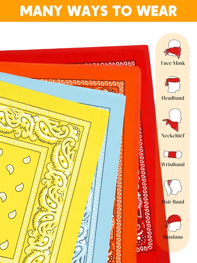 Alt view image 4 of 6 - 12 Pack Novelty Bandanas Paisley Print Cowboy Bandana Handkerchiefs, Assorted Colors
