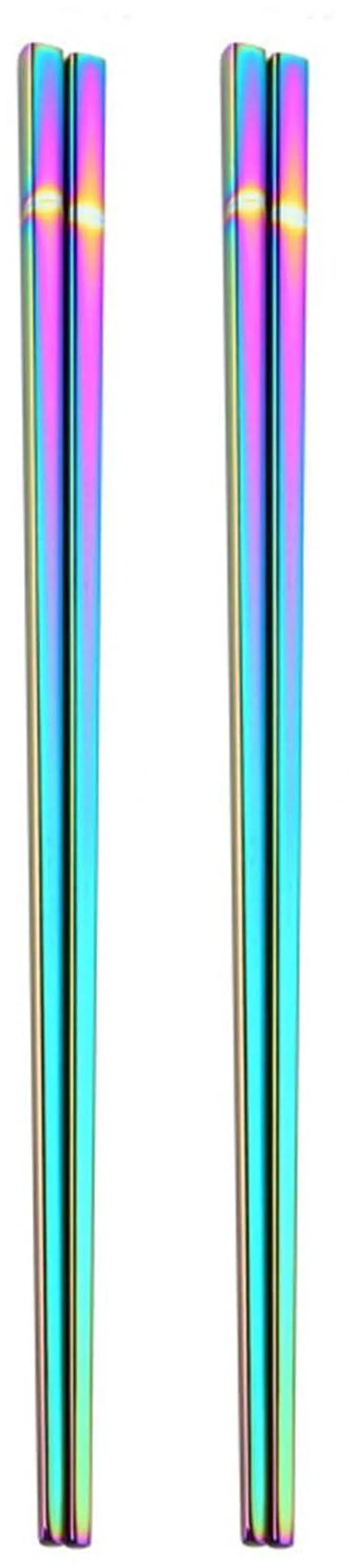 Main image of Stainless Steel Chopsticks,Reusable ,Dishwasher Safe , Easy to Use2 PCS,Rainbow