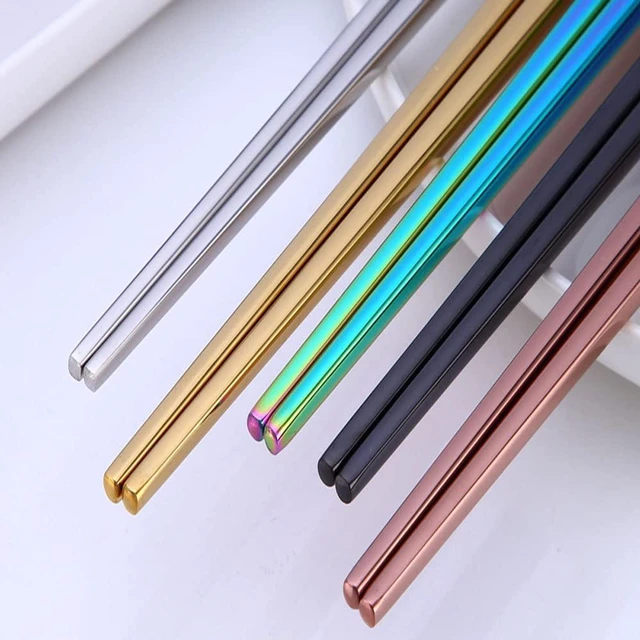 Alt view image 4 of 7 - Stainless Steel Chopsticks,Reusable ,Dishwasher Safe , Easy to Use2 PCS,Rainbow