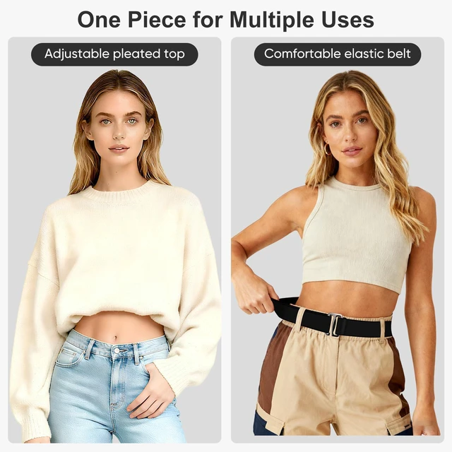 Alt view image 4 of 6 - 2 Pack Elastic Belts for Women, Stretch Women's Belt for Jeans | No Show Black Stretchy Belts for Women Adjustable Invisible Flat Buckle Waist Belt for Pants