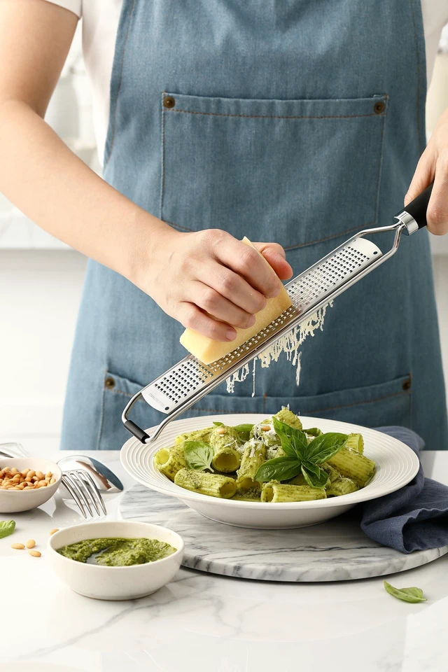 Alt view image 7 of 7 - Stainless Steel Lemon Zester - Garlic & Ginger Grater - Black | Premium Zester with Rustproof Blade, Cheese Grater with Handle for Parmesan, Nutmeg, Lime - Durable Citrus Zester, Fine Shred