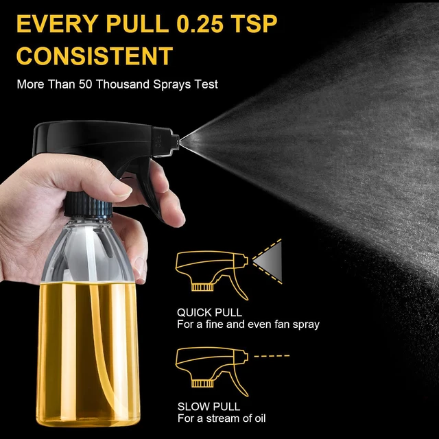 Alt view image 3 of 7 - Oil Sprayer for Cooking, 2 Pack Olive Oil Spray Bottle, 10oz Food-Grade Plastic Oil Spritzer Mister, Refillable Oil Dispenser Bottle for Salad, BBQ, Grilling, Kitchen Baking, Roasting
