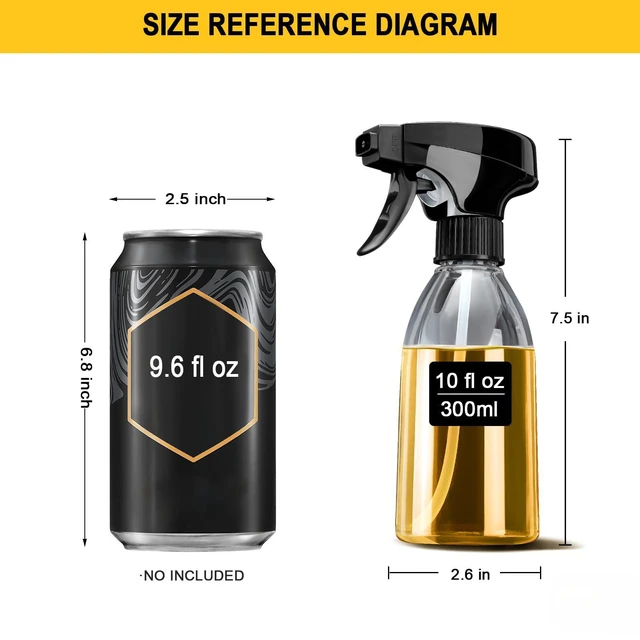 Alt view image 2 of 7 - Oil Sprayer for Cooking, 2 Pack Olive Oil Spray Bottle, 10oz Food-Grade Plastic Oil Spritzer Mister, Refillable Oil Dispenser Bottle for Salad, BBQ, Grilling, Kitchen Baking, Roasting