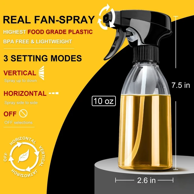 Alt view image 4 of 7 - Oil Sprayer for Cooking, 2 Pack Olive Oil Spray Bottle, 10oz Food-Grade Plastic Oil Spritzer Mister, Refillable Oil Dispenser Bottle for Salad, BBQ, Grilling, Kitchen Baking, Roasting