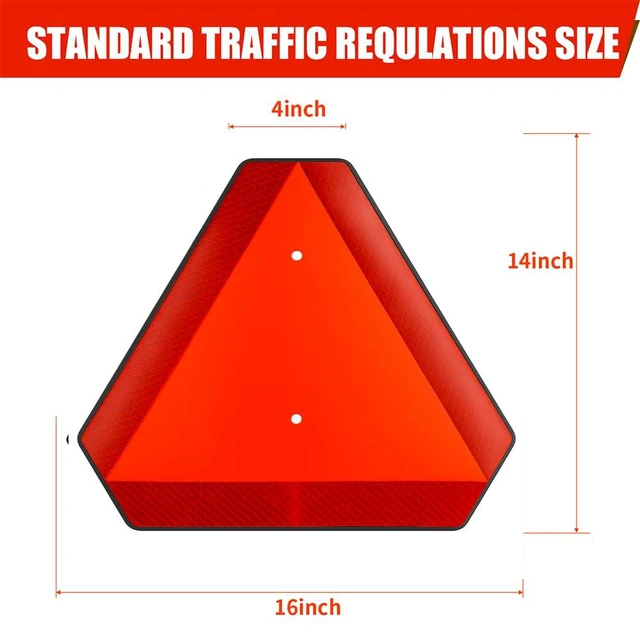 Alt view image 4 of 6 - Slow Moving Vehicle Safety Sign,Slow Moving Vehicle Triangle Sign,Plastic 14"x16" Engineering Grade Reflective for Golf Cart (Plastic)