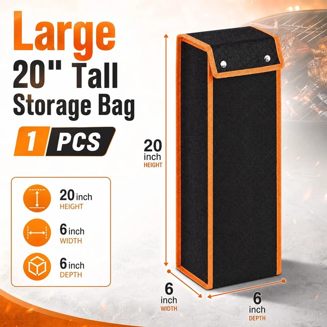Alt view image 2 of 7 - 2 Pcs Grill Utensil Storage Bag BBQ Tool Holder Pouch,Orange | Oxford Cloth Foldable Design, Camping Hiking Organizer, Snap Closure Secure, Stands Upright or Flat, Portable Outdoor Pouch