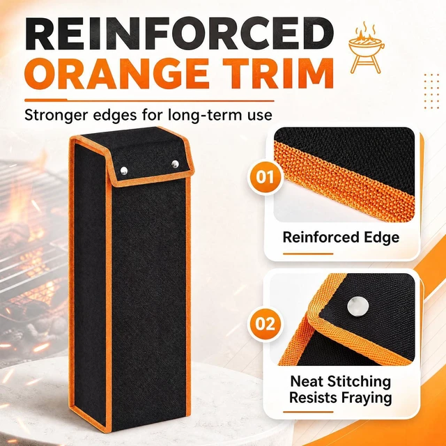 Alt view image 5 of 7 - 2 Pcs Grill Utensil Storage Bag BBQ Tool Holder Pouch,Orange | Oxford Cloth Foldable Design, Camping Hiking Organizer, Snap Closure Secure, Stands Upright or Flat, Portable Outdoor Pouch